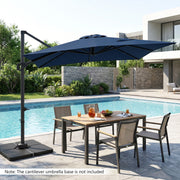 Costway - 11 x 9 FT Cantilever Patio Umbrella with 360° Rotation and Easy Tilt Adjustment-Navy