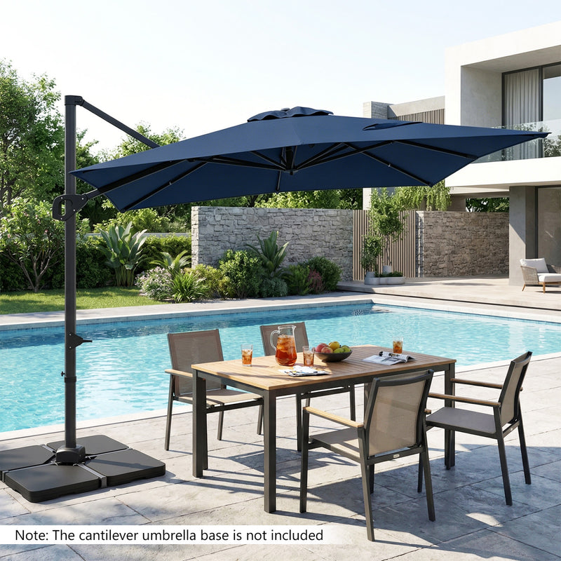 Costway - 11 x 9 FT Cantilever Patio Umbrella with 360° Rotation and Easy Tilt Adjustment-Navy