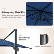Costway - 11 x 9 FT Cantilever Patio Umbrella with 360° Rotation and Easy Tilt Adjustment-Navy