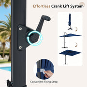 Costway - 11 x 9 FT Cantilever Patio Umbrella with 360° Rotation and Easy Tilt Adjustment-Navy