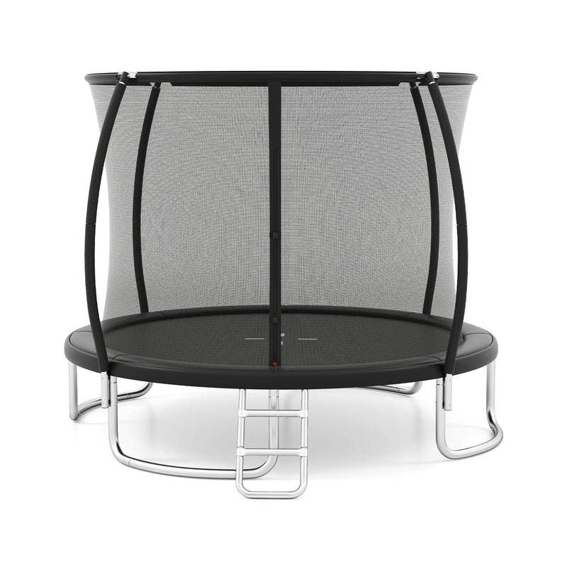 Costway - 12FT Outdoor Trampoline Heavy-Duty Recreational Trampoline with Safety Enclosure Net-Black