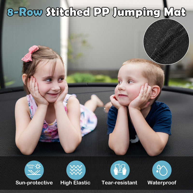 Costway - 12FT Outdoor Trampoline Heavy-Duty Recreational Trampoline with Safety Enclosure Net-Black