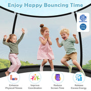Costway - 12FT Outdoor Trampoline Heavy-Duty Recreational Trampoline with Safety Enclosure Net-Black