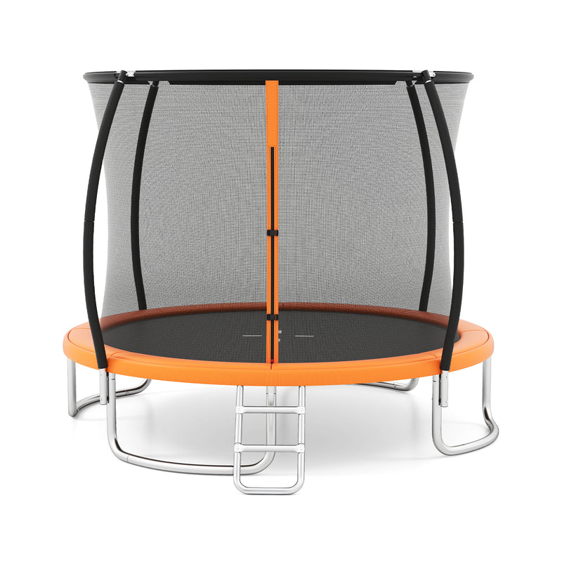 Costway - 12FT Outdoor Trampoline Heavy-Duty Recreational Trampoline with Safety Enclosure Net-Orange