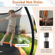Costway - 12FT Outdoor Trampoline Heavy-Duty Recreational Trampoline with Safety Enclosure Net-Orange