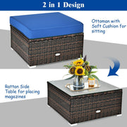 Costway - 6 Pieces Patio Rattan Furniture Set with Sectional Cushion-Blue