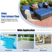 Costway - 5 Pieces Patio Cushioned Rattan Furniture Set-Navy