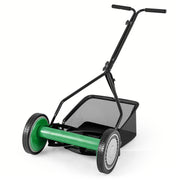 Costway - 14 Inch Push Lawn Mower with 5 Steel Blades and Grass Catcher Bag-Green