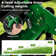 Costway - 14 Inch Push Lawn Mower with 5 Steel Blades and Grass Catcher Bag-Green