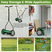 Costway - 14 Inch Push Lawn Mower with 5 Steel Blades and Grass Catcher Bag-Green