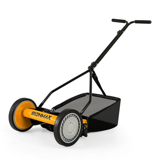Costway - 14 Inch Push Lawn Mower with 5 Steel Blades and Grass Catcher Bag-Orange