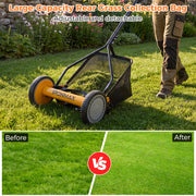 Costway - 14 Inch Push Lawn Mower with 5 Steel Blades and Grass Catcher Bag-Orange