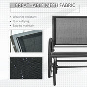 Outsunny - Patio Glider Set of 2 Outdoor Glider Chair with Breathable Mesh Seat & Backrest, Armrests and Metal Frame, Black