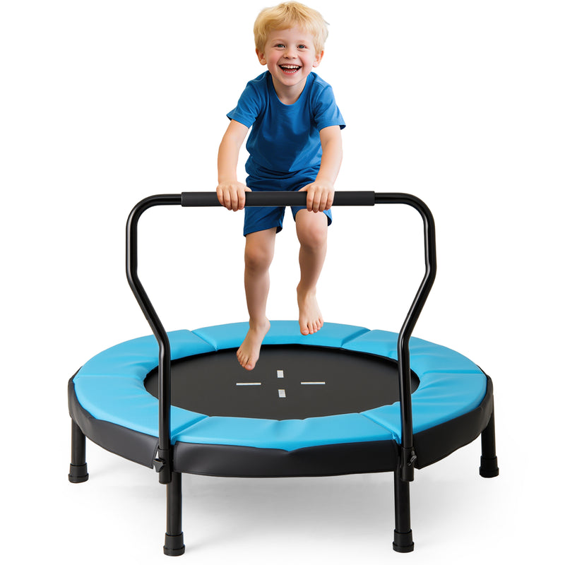 Costway - 40 Inch Trampoline for Kids Indoor Outdoor Fitness Trampoline-Blue