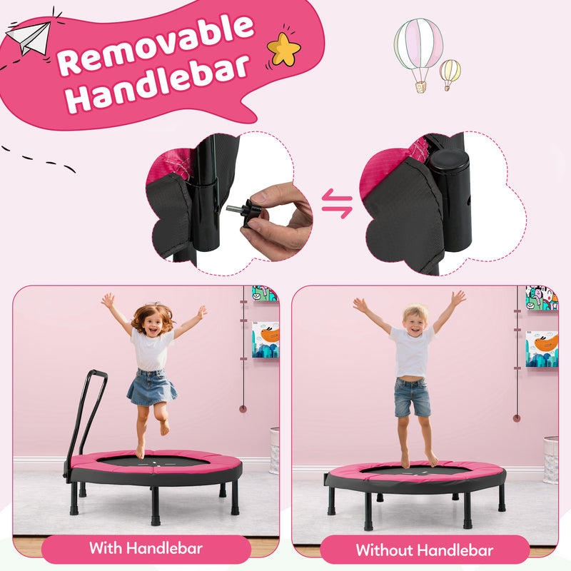 Costway - 40 Inch Trampoline for Kids Indoor Outdoor Fitness Trampoline-Pink