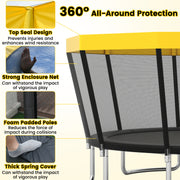 Costway - 15 FT Outdoor Trampoline ASTM Compliant Recreational Trampoline with Non-Slip Ladder-Yellow