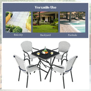 Costway - Set of 4 Patio Rattan Stackable Dining Chair with  Armrest for Garden-White