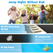 Costway - 8 x 14 Feet Rectangular Recreational Trampoline with Safety Enclosure Net and Ladder-Blue
