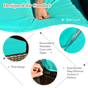 Costway - 8 Pieces Patio Space-Saving Rattan Furniture Set with Storage Box and Waterproof Cover-Turquoise