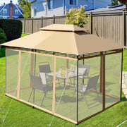 Costway - 10 Feet x 13 Feet Tent Canopy Shelter with Removable Netting Sidewall-Tan