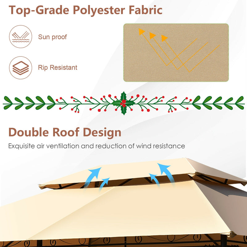 Costway - 10 Feet x 13 Feet Tent Canopy Shelter with Removable Netting Sidewall-Tan