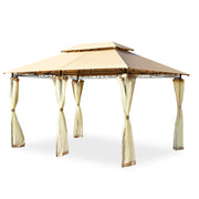 Costway - 10 Feet x 13 Feet Tent Canopy Shelter with Removable Netting Sidewall-Tan