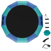 Costway - 15 Feet Inflatable Splash Padded Water Bouncer Trampoline-Blue