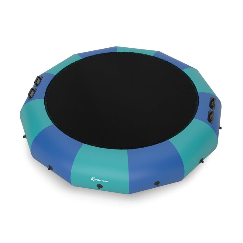 Costway - 15 Feet Inflatable Splash Padded Water Bouncer Trampoline-Blue