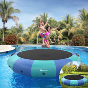 Costway - 15 Feet Inflatable Splash Padded Water Bouncer Trampoline-Blue