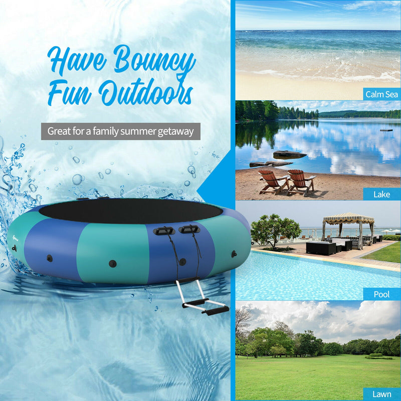 Costway - 15 Feet Inflatable Splash Padded Water Bouncer Trampoline-Blue