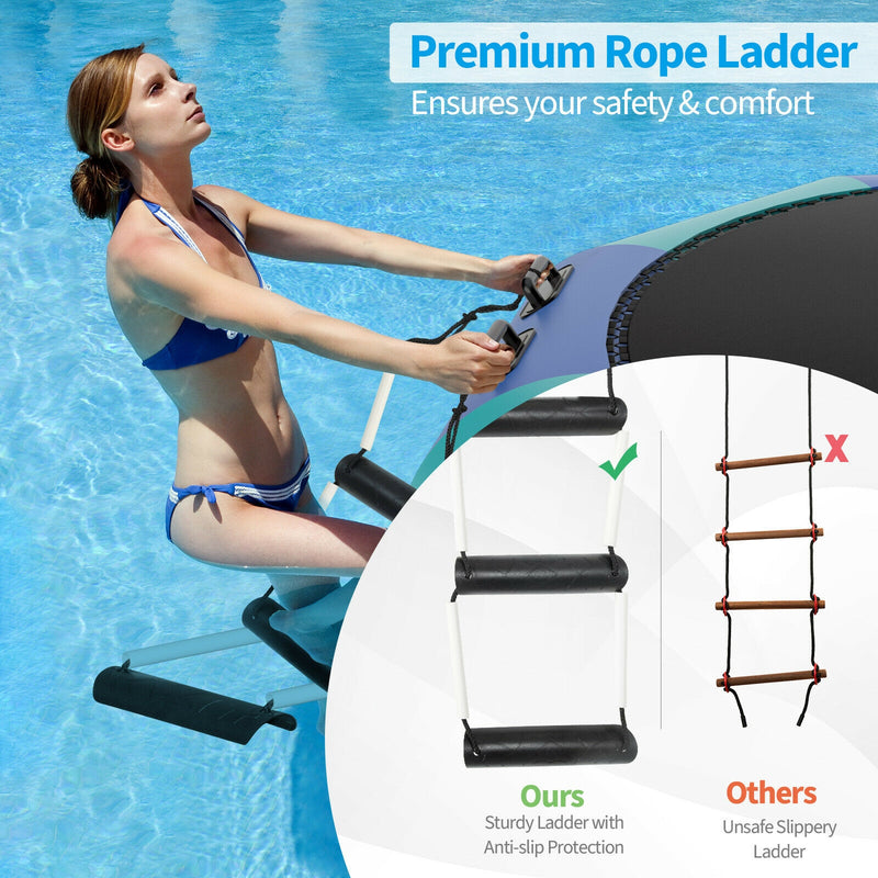Costway - 15 Feet Inflatable Splash Padded Water Bouncer Trampoline-Blue