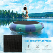 Costway - 15 Feet Inflatable Splash Padded Water Bouncer Trampoline-Blue