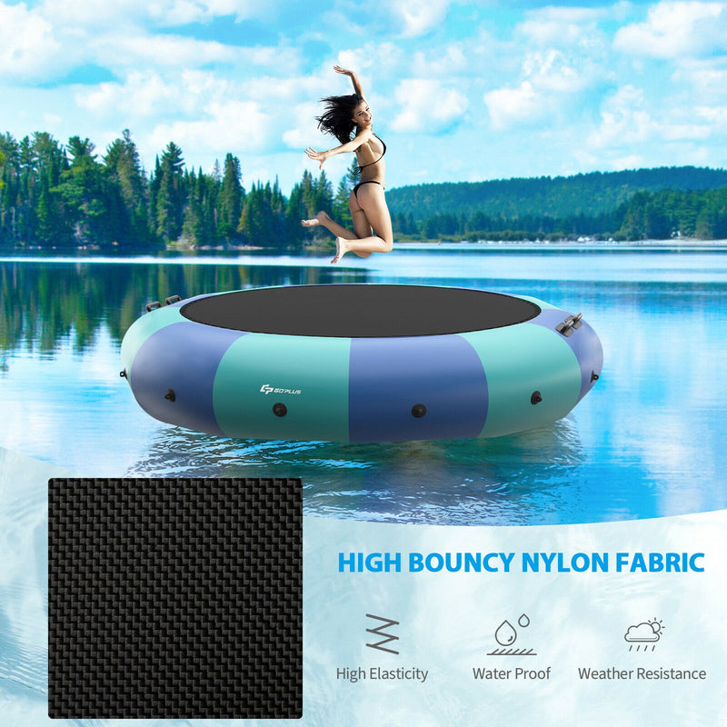 Costway - 15 Feet Inflatable Splash Padded Water Bouncer Trampoline-Blue