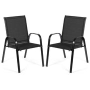 Costway - 2 Pcs Patio Outdoor Dining Chair with Armrest-Black