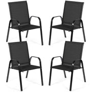Costway - 2 Pcs Patio Outdoor Dining Chair with Armrest-Black