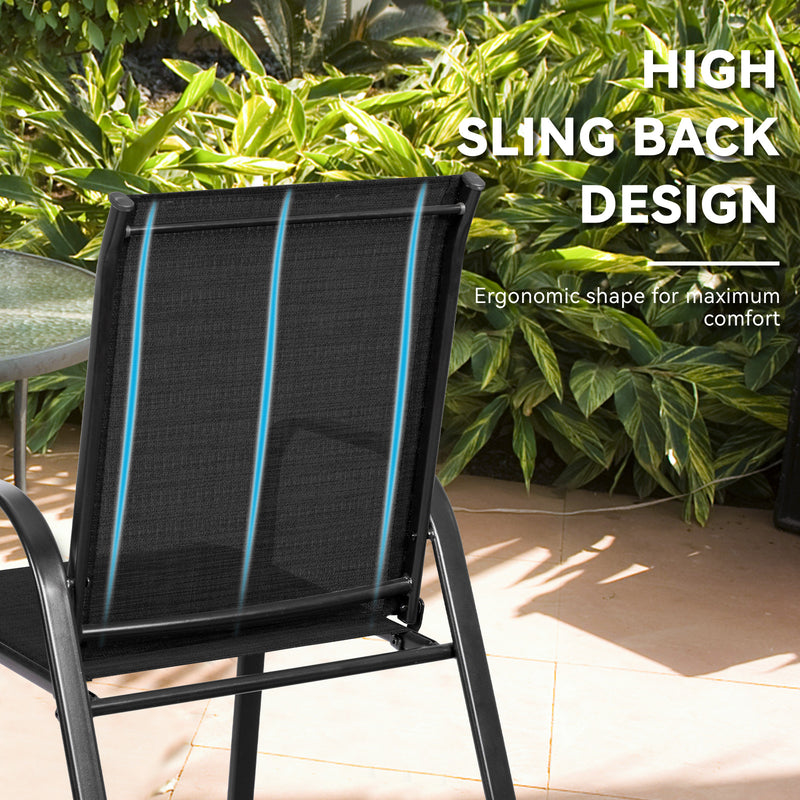 Costway - 2 Pcs Patio Outdoor Dining Chair with Armrest-Black