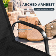 Costway - 2 Pcs Patio Outdoor Dining Chair with Armrest-Black