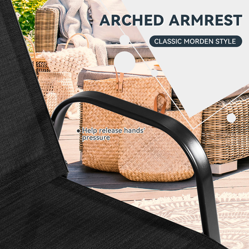 Costway - 2 Pcs Patio Outdoor Dining Chair with Armrest-Black