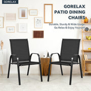 Costway - 2 Pcs Patio Outdoor Dining Chair with Armrest-Black