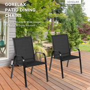 Costway - 2 Pcs Patio Outdoor Dining Chair with Armrest-Black