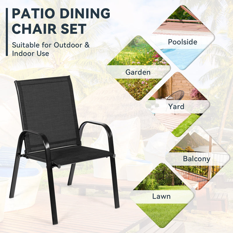 Costway - 2 Pcs Patio Outdoor Dining Chair with Armrest-Black