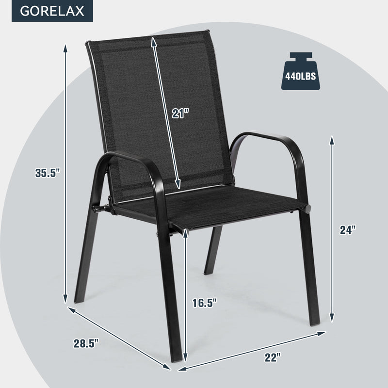 Costway - 2 Pcs Patio Outdoor Dining Chair with Armrest-Black