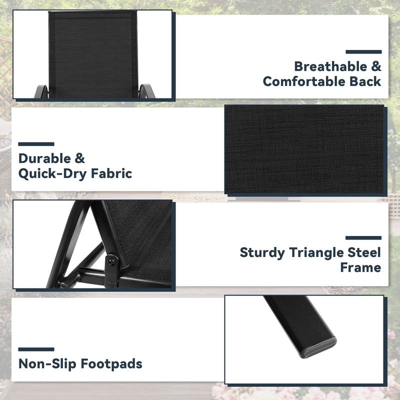 Costway - 2 Pcs Patio Outdoor Dining Chair with Armrest-Black