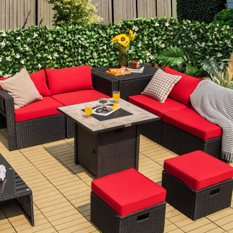 Costway - 30 Inch Square Propane Gas Fire Pit Table Ceramic Tabletop