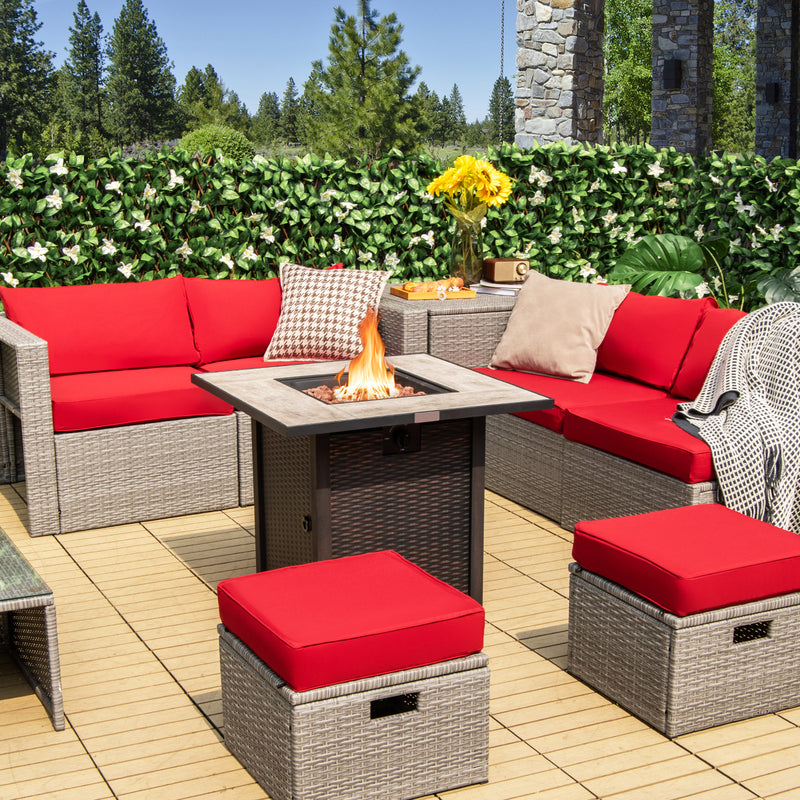 Costway - 30 Inch Square Propane Gas Fire Pit Table Ceramic Tabletop