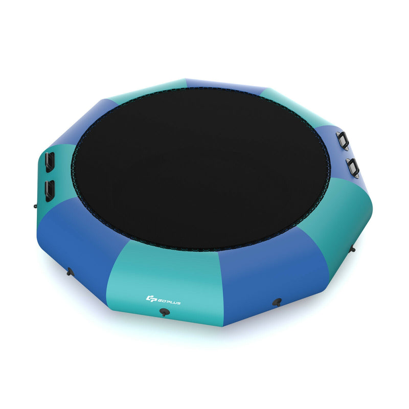 Costway - 12 Feet Inflatable Splash Padded Water Bouncer Trampoline-Blue
