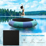 Costway - 12 Feet Inflatable Splash Padded Water Bouncer Trampoline-Blue