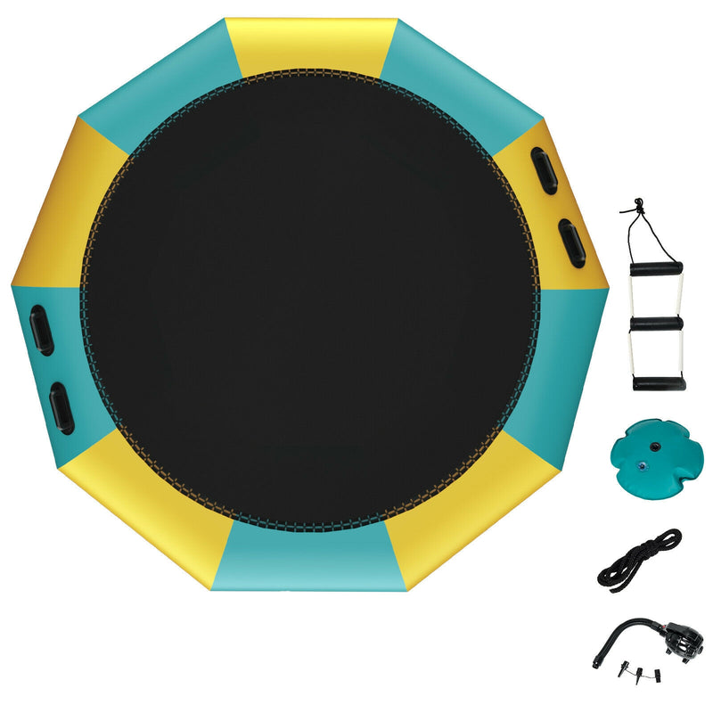 Costway - 12 Feet Inflatable Splash Padded Water Bouncer Trampoline-Yellow