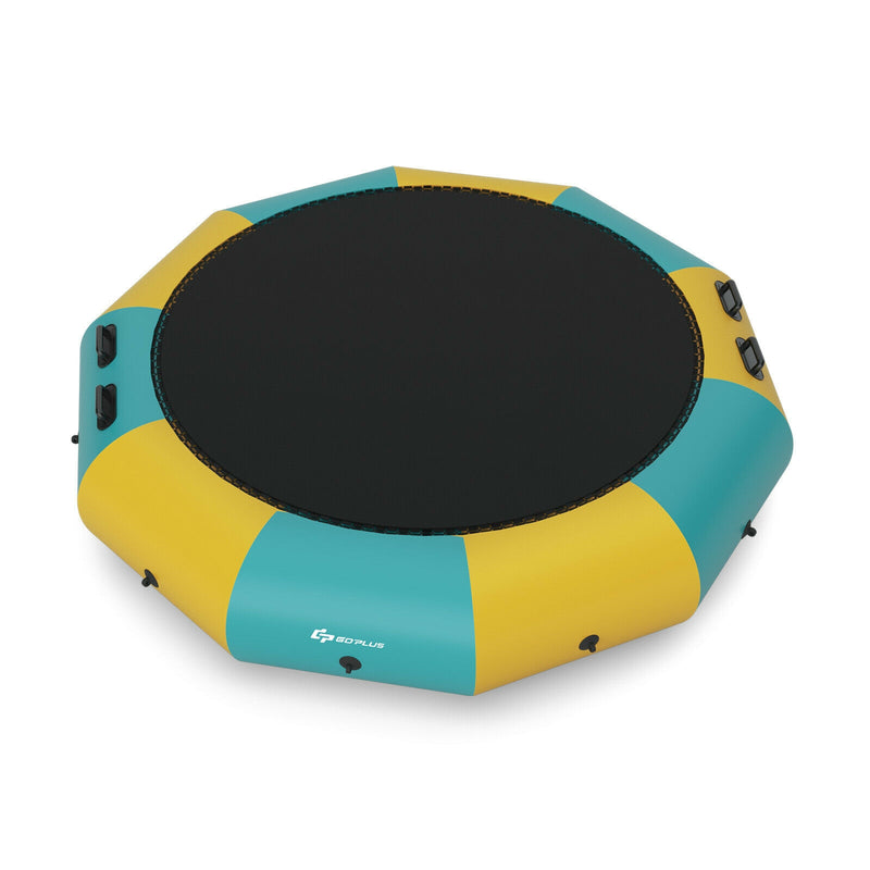 Costway - 12 Feet Inflatable Splash Padded Water Bouncer Trampoline-Yellow