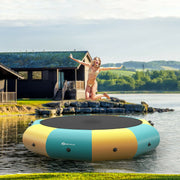 Costway - 12 Feet Inflatable Splash Padded Water Bouncer Trampoline-Yellow